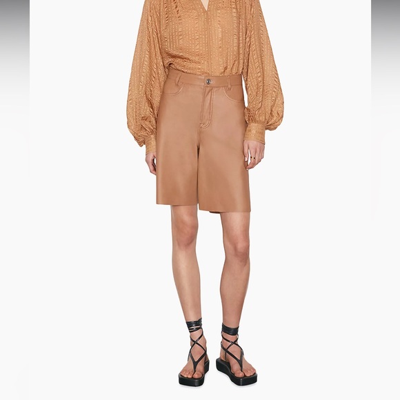 NWOT- Frame 100% Lamb Leather Bermuda Shorts - Picture 3 of 16